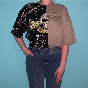 Harley Davidson bleach dyed split tee